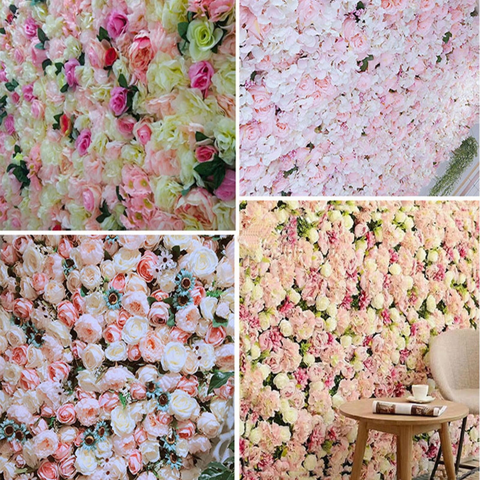 Clearance!Lognanla Colourful Hydrangea&Rose Artificial Flower Wall Panels 15X32 In Flower Wall Mat Artificial Looking Colourful Flowers For Wedding Party Baby Bridal Shower Wall Background Decor Pink