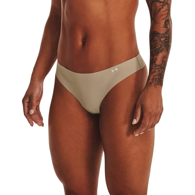 Tanga Under Armour Pure Stretch para mujer, talla XS, color beige, paquete de 3