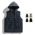 thumbnail image 4 of Dagegui Mens Lightweight Hooded Vest Quilted Sleeveless Jackets Full Zip Up Outerwear Fall Winter Outdoor Athletic Jacket with Pockets Gray L, 4 of 7