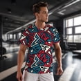 thumbnail image 3 of Wukai Geometric Elements Print Men's Short-Sleeved Mesh T-Shirt,Quick-Dry Short Sleeve Workout T-Shirt-Small, 3 of 8