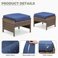 thumbnail image 4 of Planntonneo Wicker Ottoman Set of 2, Rattan Footrest Footstool Patio Furniture with Removable Blue Cushion, 4 of 6