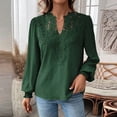 thumbnail image 5 of HAJWOH Womens Tops Dot Boho Long Sleeve Shirts V Neck Casual Chiffon Blouses Flowy Lace Hem Cute Clothing Trendy 2026, 5 of 6