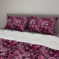 thumbnail image 2 of Romantic Comforter & Sham Bedding Set, Feminine Pattern of Wild Peony Flowers Summer Season Botany Art, 3 pcs Duvet Set Microfiber Filling Quilt, 5 Sizes, Dark Magenta and Pink, by Ambesonne, 2 of 4