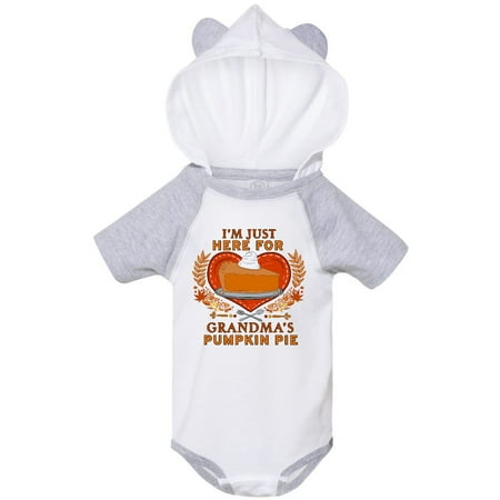 

Inktastic I m Just Here for Grandma s Pumpkin Pie with Heart Gift Baby Boy or Baby Girl Bodysuit