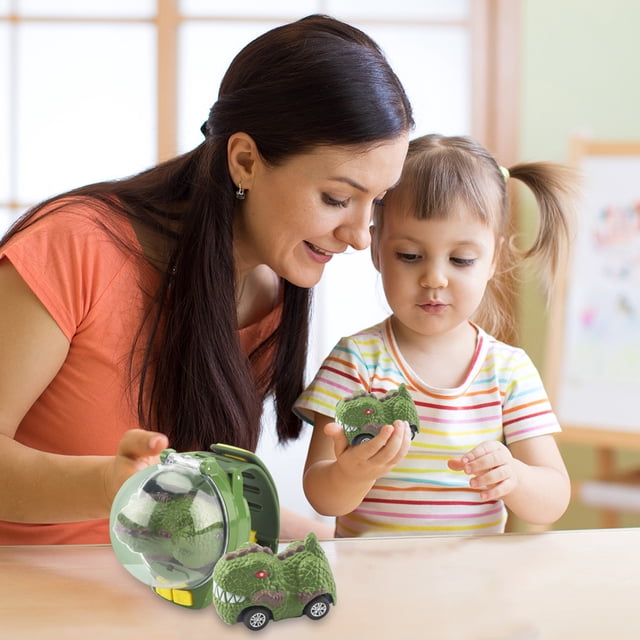 Dibujos animados lindo muñeca carreras RC pequeño vehículo dinosaurio en forma de coche reloj analógico juguetes