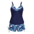 thumbnail image 6 of idosla Twist Front Tankini Swimsuits for Women 2026 Flattering Tummy Control Ribbed Two-Piece Bathing Suits (Navy, M), 6 of 8