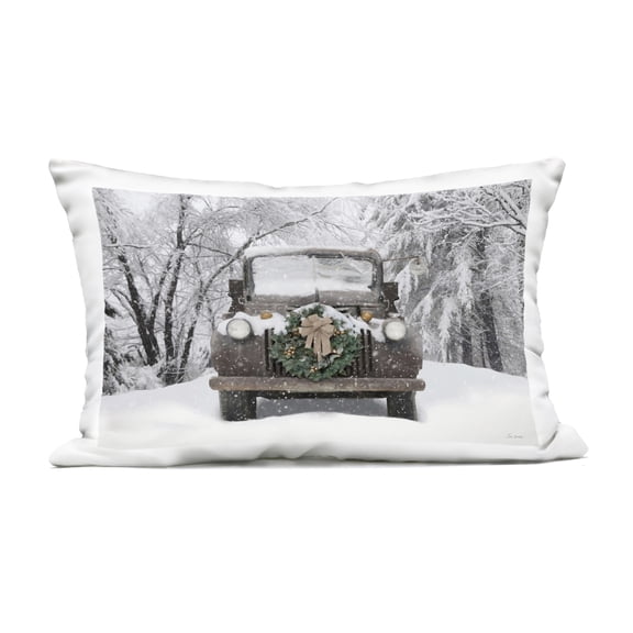 Stupell Industries Wreathed Truck in Snow Design by Lori Deiter Throw Pillow