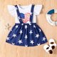 thumbnail image 2 of Odeerbi Niñas Día de La Independencia de Dos Piezas Outfit Algodón Ruffle Manga Top Con Estrella Impresión Falda de Suspensión, 2 of 9