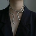 thumbnail image 2 of Snake bone chain casual style collar high design necklace accessories-gold6x900mm, 2 of 5