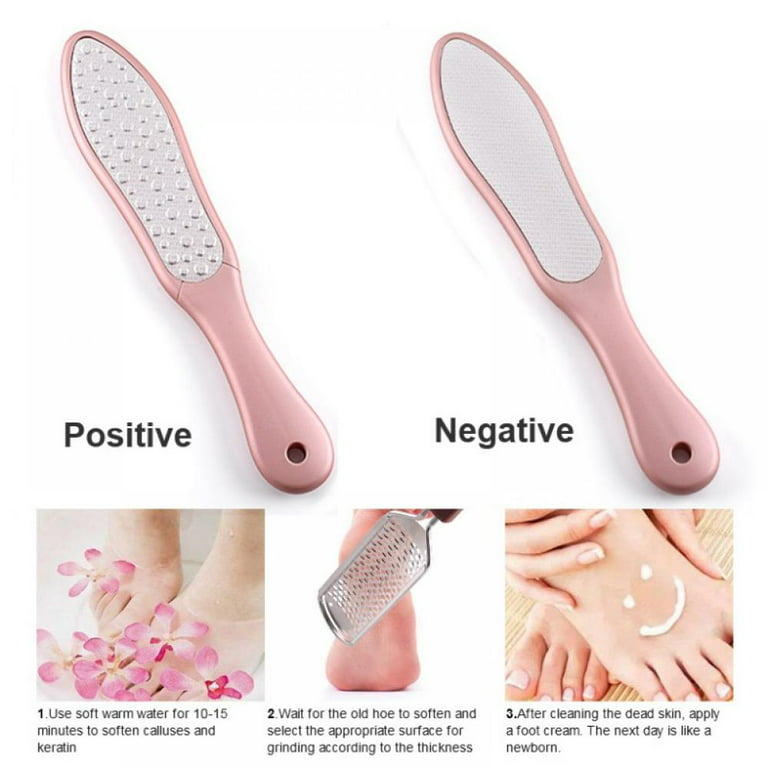 Foot File Callus Remover, Stainless Steel Foot Scrubber, Double Sided File  Cracked Heel Scraper - pink