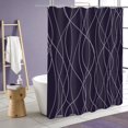 thumbnail image 2 of Abstract Striped Shower Curtain, Modern Minimalist Waterproof Fabric Shower Curtain Set with Hooks 72" x 72" - Purple, 2 of 6