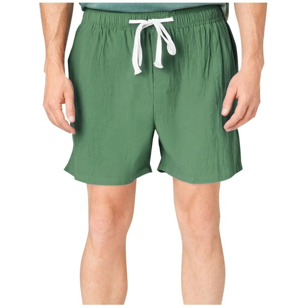 Pantalones Cortos Casuales para Hombre, Bolsillo de Color Sólido, Cortos Elásticos de Cintura con Cordón de Algodón