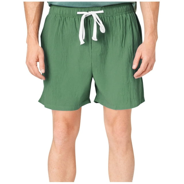 Mens Shorts Casual Light Weight Cotton Shorts Linen Shorts for Men Elastic Waist Drawstring Beach Half Shorts with Pockets Solid Color Summer Clothes for Vacation