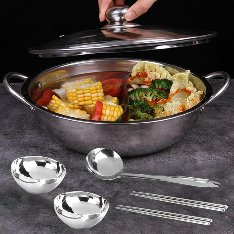 28 cm Stainless Steel Shabu Shabu Cooking Hot Pot With divider and