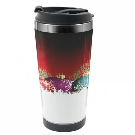 

Christmas Travel Mug Snowman with Hat Steel Thermal Cup 16 oz by Ambesonne