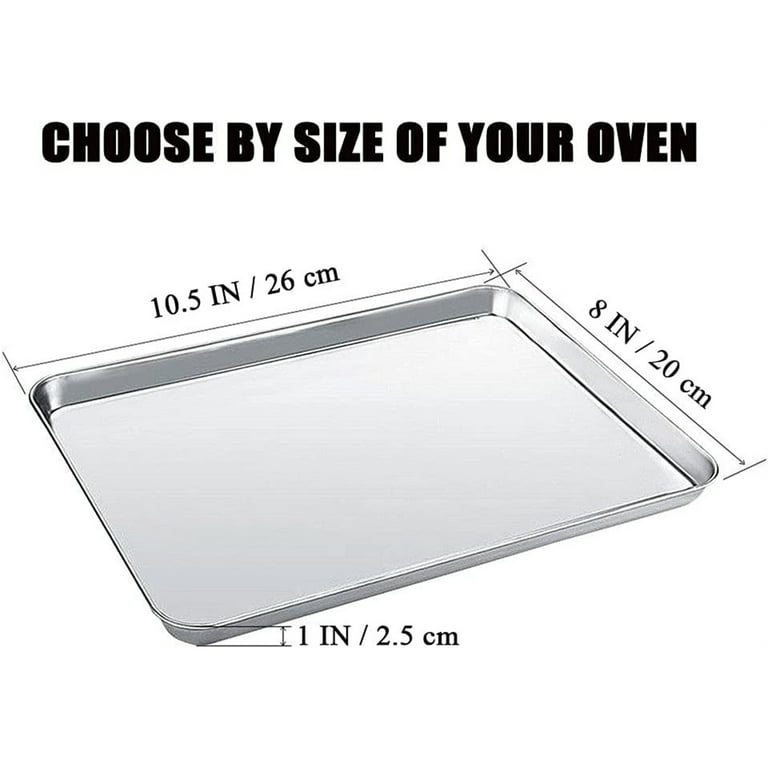 Baking Tray Set of 1, Stainless Steel Oven Tray– Large Cookie Sheet Pan for  Baking Cooking Serving - 26 x 20 x 2.5 cm, Healthy & Non Toxic, Easy Clean