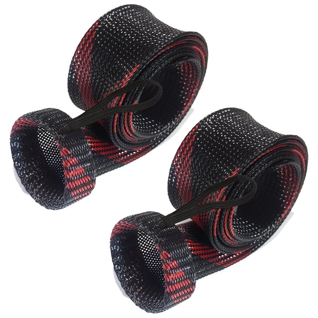 Reaction Tackle Fishing Rod Socks - Fishing Pole Sleeves and Covers for Baitcasting Rods, Spinning Rods Black/Red (Point-Spin-4)