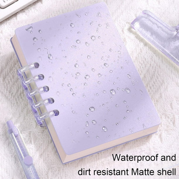 Cuaderno de notas en espiral A7 | Diseño compacto de volteo | 60 hojas 120 páginas | Papel duradero | Colores de portada de dibujos animados surtidos: Azul cielo Rosa Morado Verde | 4x3 pulgadas