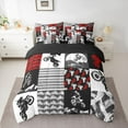 thumbnail image 2 of Castle Fairy Sport Motorcycle Motocross Twin Bedding Sets 7-Piece for Teens,Black Red Grey Plaid Grid Bedding Comforter Set Microfiber,Vintage Speed Dirt Bike Breathable Sheet Sets, 2 of 8