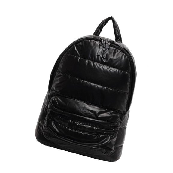 Necvior Women Elegant Puffer Backpack Spacious Lightweight Metallic Quilted School Bag