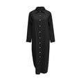 thumbnail image 4 of Falda larga y camisa de vestir lisa de moda para mujer: vestido tipo cárdigan de manga larga, poliéster, tallas S-XXL, adecuado para primavera/otoño, el color blanco puede ser transparente, 4 of 5