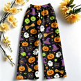 thumbnail image 5 of QWKLEAJ Halloween Pajama Pants Women Pumpkin Print Lounge Pants Drawstring Wide Leg Sleepwear Fall Holiday Loungewear Cozy Home Trousers Autumn Themed Bottoms Festive Nightwear, 5 of 6