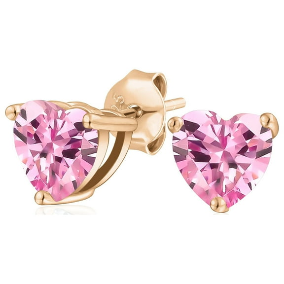 Bling Jewelry Womens 1CT Cubic Zirconia Solitaire Heart Shaped CZ Stud Earrings .925 Sterling Silver 7MM