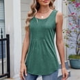 thumbnail image 5 of QUNYINEY Solid Tank Top Women Cotton Summer Shirts Crew Neck Pleated Flowy Sleeveless Loose Fit Women's Tops, 5 of 9