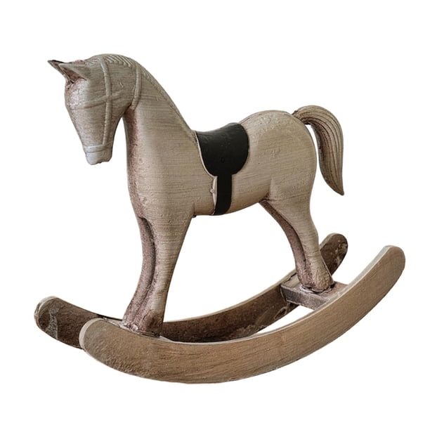 Estatua de caballo mecedor, figura decorativa de madera, adorno de escritorio para la oficina y la vida. Gris