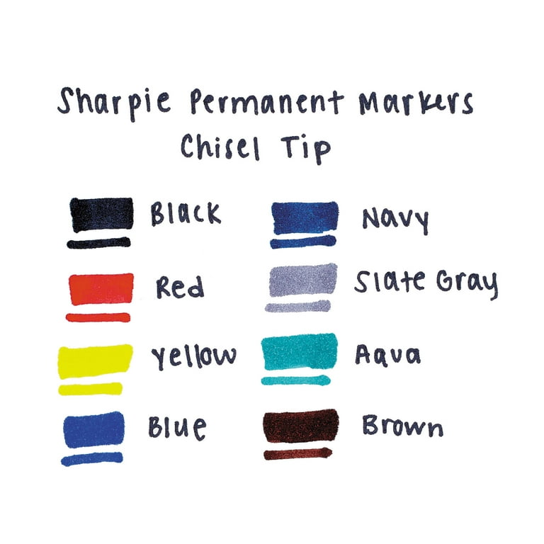 Sharpie Chisel 5 pk NEW COLORS Navy, Aqua, Yellow, Brown, Slate Grey -  penmountain
