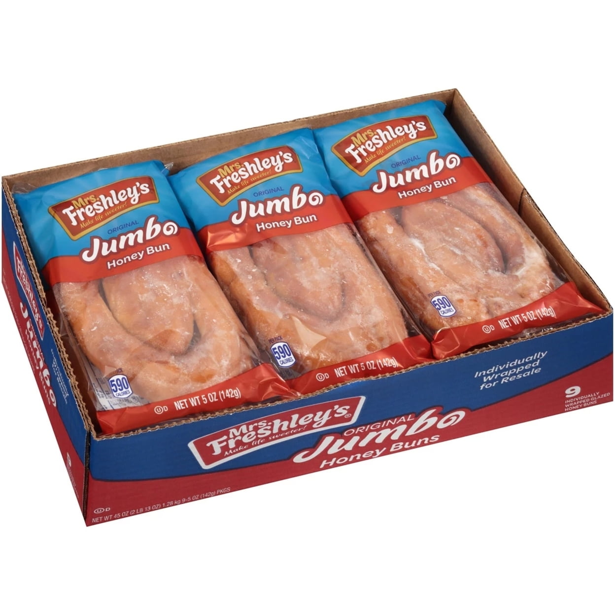 Mrs. Freshleys Jumbo Honey Buns 5 Ounce (Pack of 9)