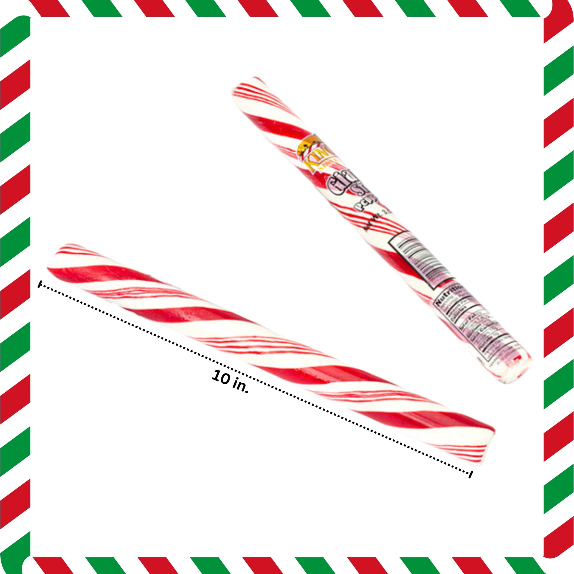 King Leo Giant Peppermint Stick 3.5 oz 2 Pack, Classic Christmas Hard Candy Jumbo Red and White, Stocking Stuffers Holiday Gifts Hot Chocolate Party Favors w/ Bonus Snoep in Beperkte Oplage