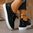 thumbnail image 3 of Low Top Sneakers for Women Leopard Print Lace up Round Toe Flat Shoes Comfy Slip on Casual Tennis Shoes Black Size 7, 3 of 7