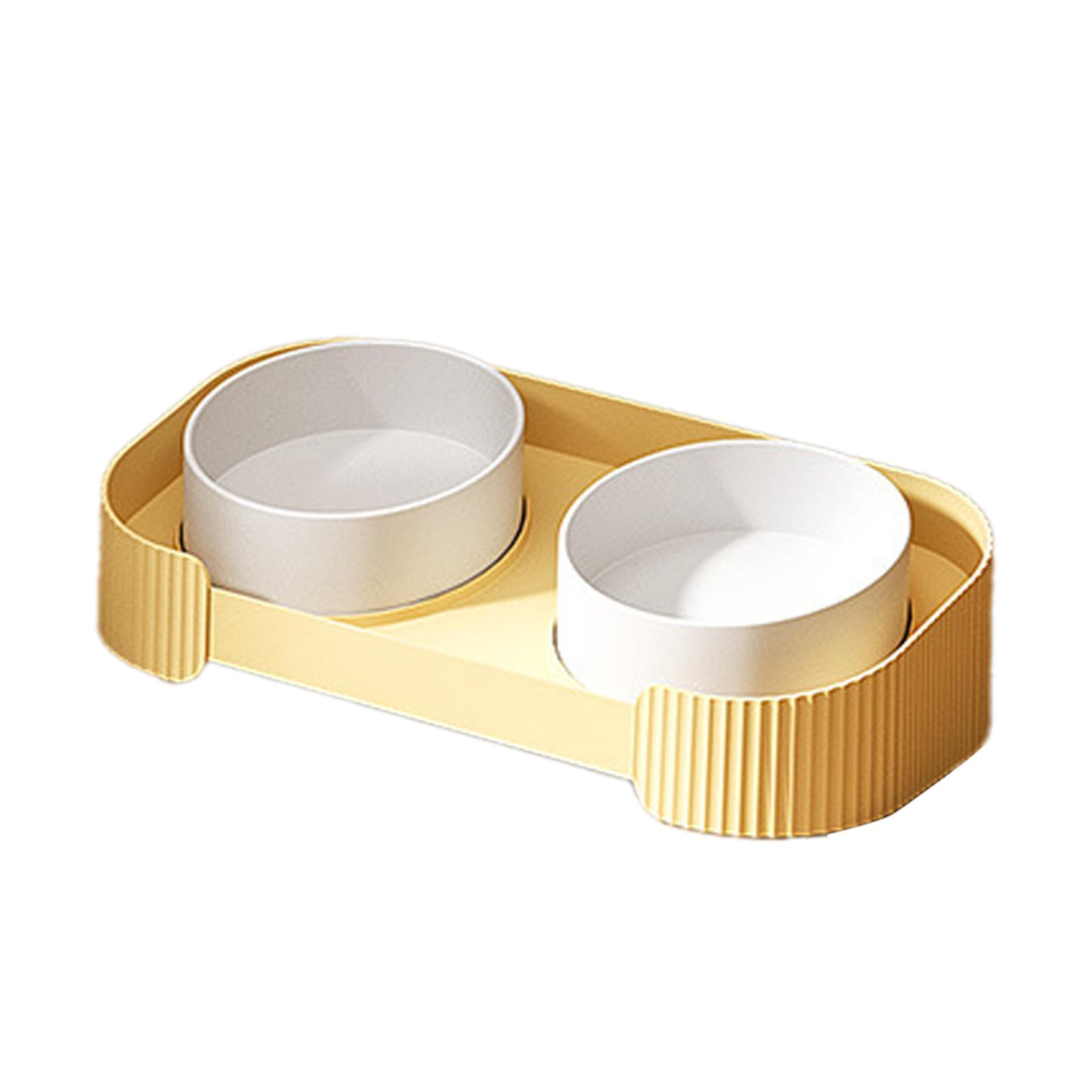 Fzaqwen Ceramic Elevated Cat Bowls Double Cat Food and Water Bowl Dishes for Indoor Cats yellow