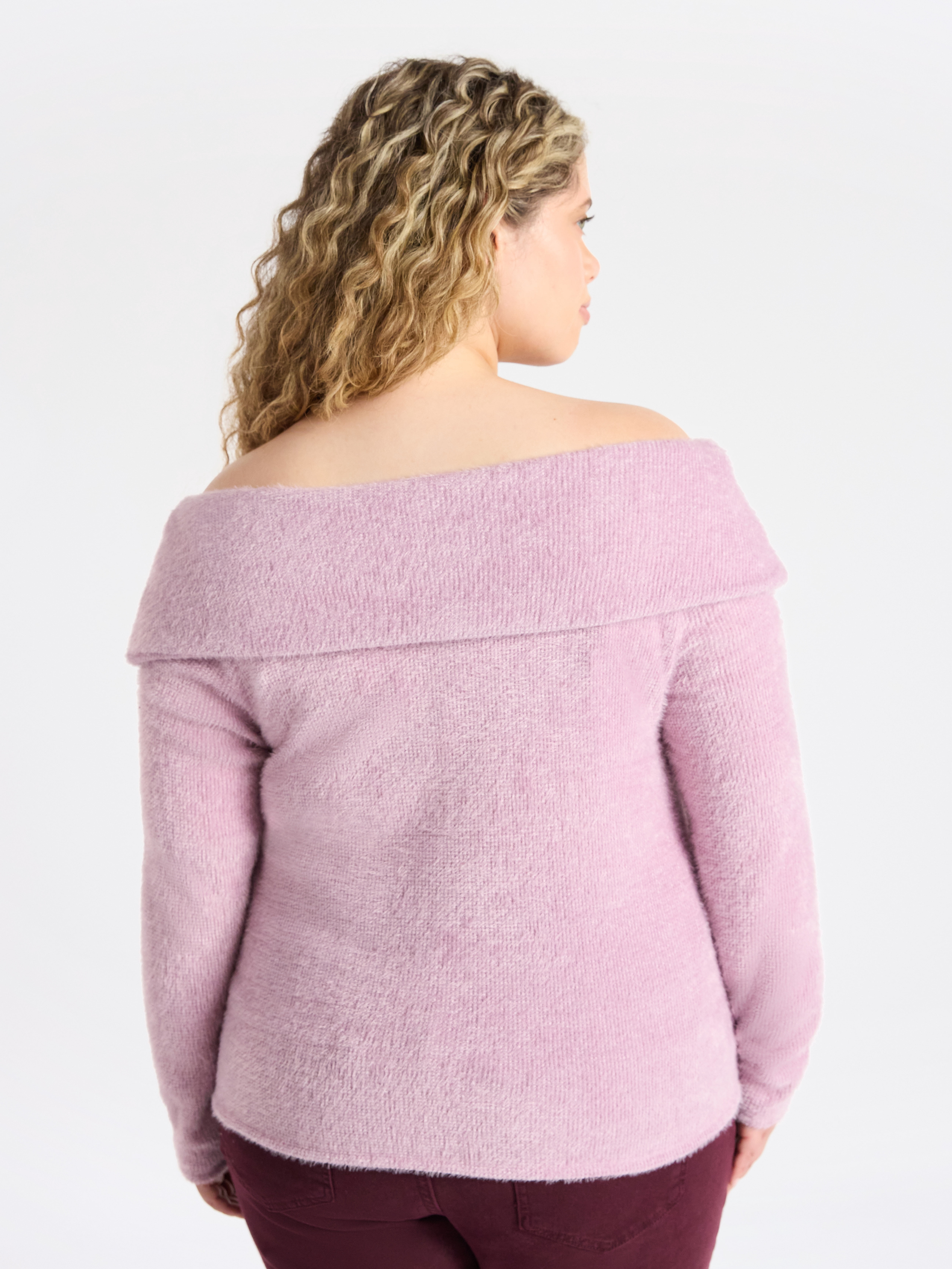 Terra & Sky Women’s Plus Off The Shoulder Eyelash Chenille Top, Sizes 0X-5X