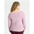 thumbnail image 3 of Terra & Sky Women’s Plus Off The Shoulder Eyelash Chenille Top, Sizes 0X-5X, 3 of 5