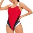 thumbnail image 4 of Plus Size One Piece Jumpsuit Swimsuit for Women Tank Bathing Suit Color Block Bikini Slimming 2024 Sporty Swimwear Red XXL, 4 of 8
