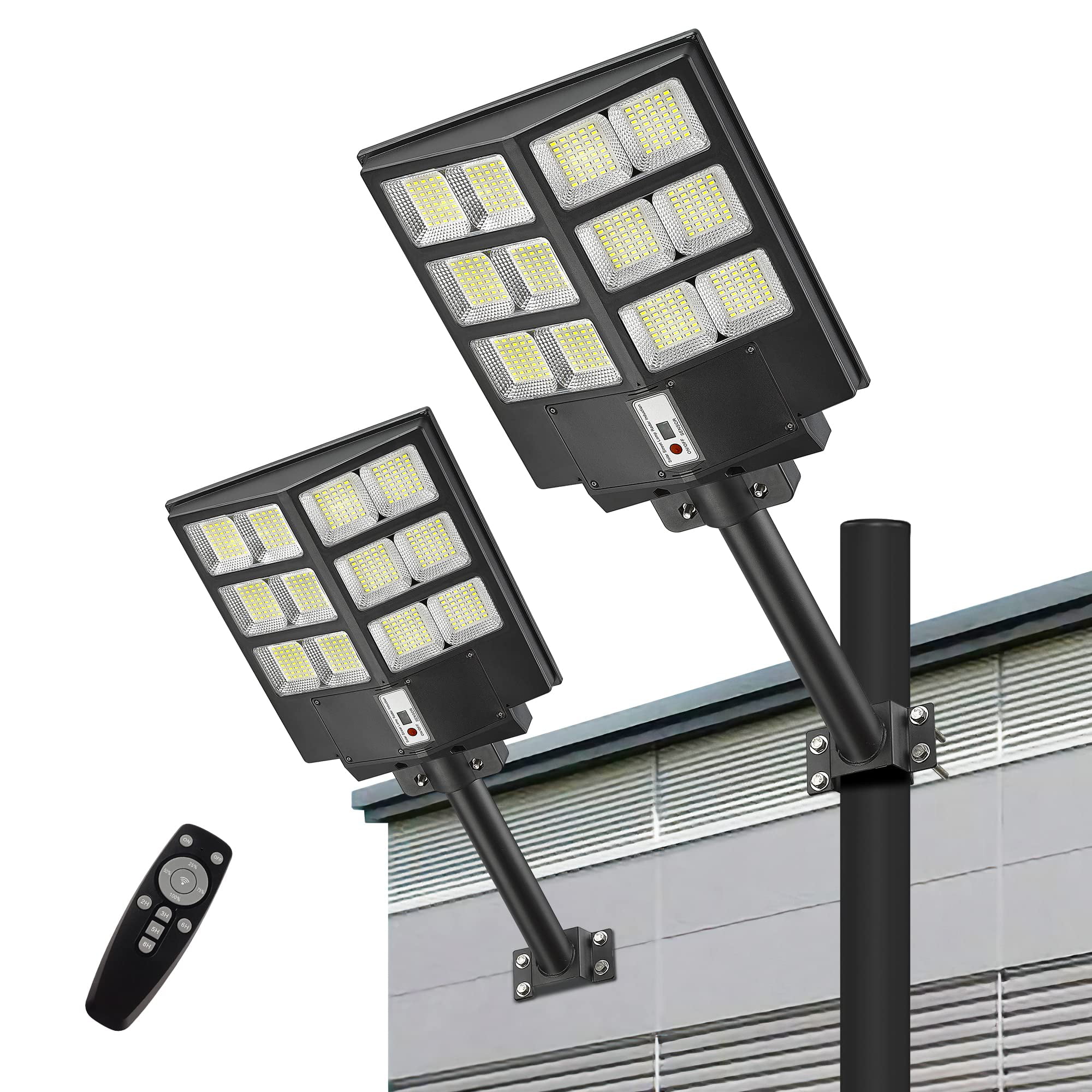 2Pack 800W Solar LED Street Lights, 80000LM Solar Powered Security Flood  Light Dusk to Dawn, Super Bright Commercial Solar Parking Lot Lights with Motion  Sensor for Playground,, ST800-086-2