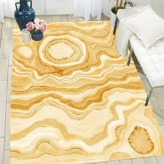 Gold Marble Area Rug 2'x3' Modern Abstract Agate Living Room Bedroom Dining Room Carpet Soft Faux Wool Thick Rugs for Home Office Playroom Kitchen Hallway Runner Mat