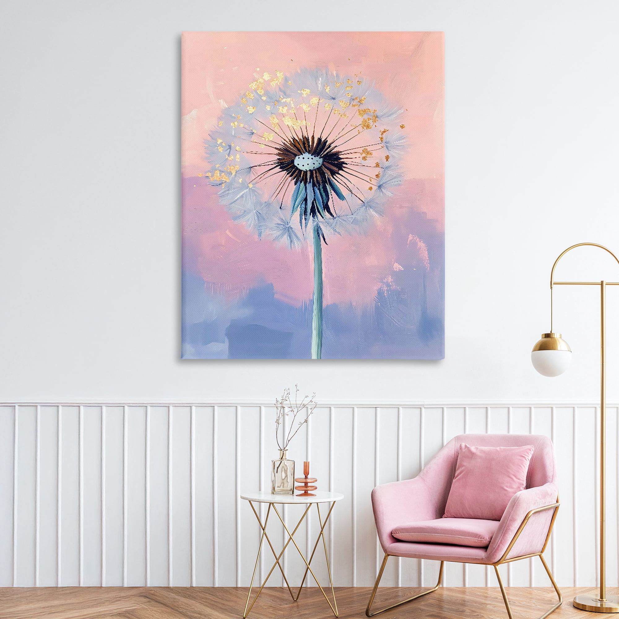 Stupell Industries Pastel Dandelion with Gold Seeds Canvas Wall Art, design by The Prints Vibe