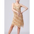 thumbnail image 2 of Doomiva Women's Sequins Tassel Dance 1920s Flapper Cocktail Party Dress Latin Ballroom Dance Dress Gold L, 2 of 7