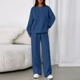 thumbnail image 5 of Sets for Women 2 Piece Lounge Sets Long Sleeve Sweatshirt and Pants Cozy Loungewear with Pockets Blue 2XL, 5 of 5