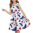 thumbnail image 2 of LMKIHUSA Robe Patriotique pour Filles Robes à Imprimé Rouge Bleu et Blanc Robe Sans Manches à Col Rond Robe Décontractée d'Été 2025 Robes de Princesse Bleu Clair,13 Ans, 2 of 6