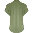 thumbnail image 4 of Summer Tops for Women Trendy Short Sleeve Button Down V Neck Cotton Linen Shirt Casual Tunic Blouses Basic Solid Tunic Tops Vacation Boho Beach Blouse Travel Clothes, 4 of 4