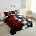 thumbnail image 3 of Castle Fairy Boys Girls Gothic Skull Bedding Comforter Set 2pcs,Romantic Floral Red Rose Twin Comforter Sets Microfiber,Happy Valentine's Day Breathable Bedding Set,Super Cozy Room Decor,Reversible, 3 of 8