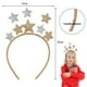 thumbnail image 3 of Diadema de flor de pascua, estrellas brillantes, diadema plateada y dorada para mujeres, niñas, accesorios para el cabello navideños, diadema para fiestas, cumpleaños, festivales, 3 of 5