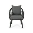 thumbnail image 5 of Noble House Huxley Indoor Modern Boho Wicker Chat Set with Side Table, Gray, Dark Gray, Black, 5 of 10
