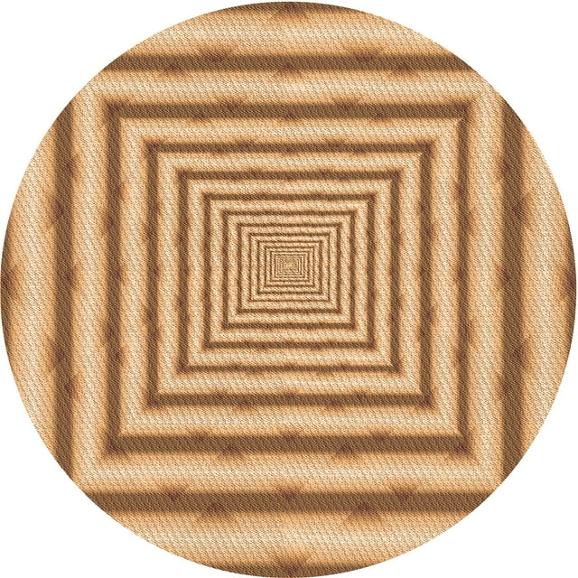 Ahgly Company Tapis Rond Lavable en Machine Intérieur Transitionnel Jaune Orange, 7 Pieds Rond