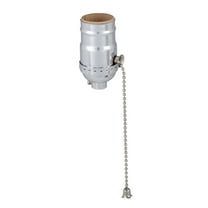 B&P Lamp® Pull Chain (On-Off) Med. Base Lamp Socket with Nickel finish