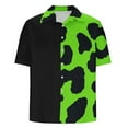 thumbnail image 3 of Men's Vintage Bowling Shirts Leopard Graphic Casual Short Sleeve Button Up Contrast Shirt Summer Color Block Shirts, 3 of 5